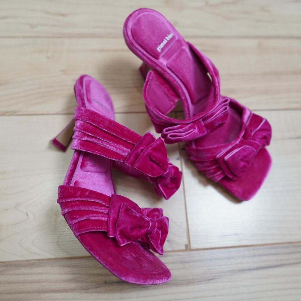 Gianni Bini Pink Velvet Bow Heels Y2K 8
